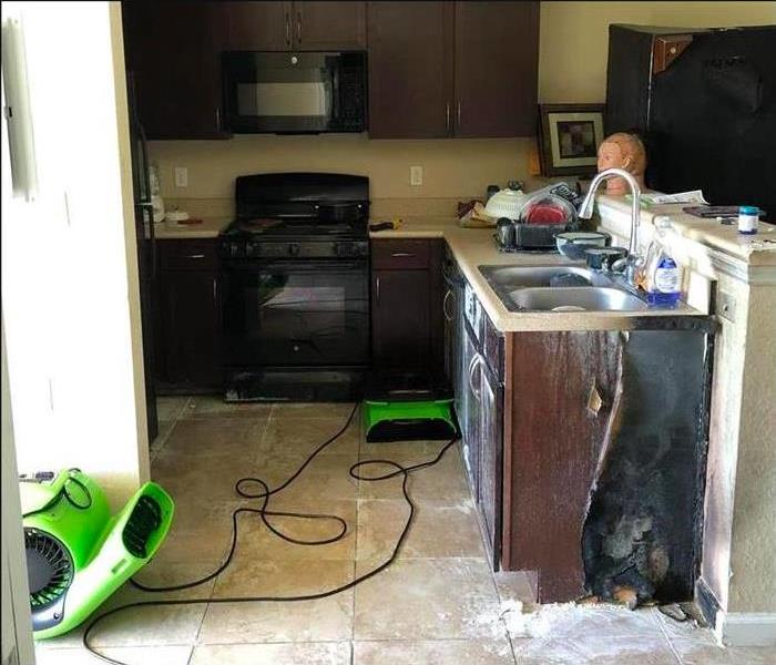 Residential Fire damage in kitchen